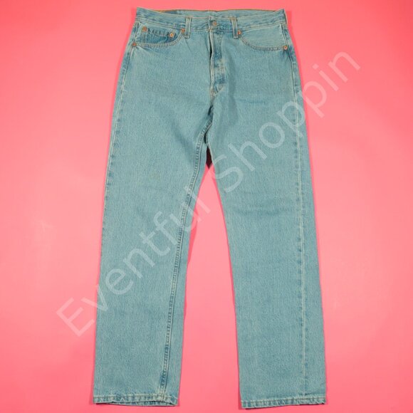 Vintage Levis 501 Jeans Mens 34 Blue Original Straight Denim 90s - Picture 2 of 8